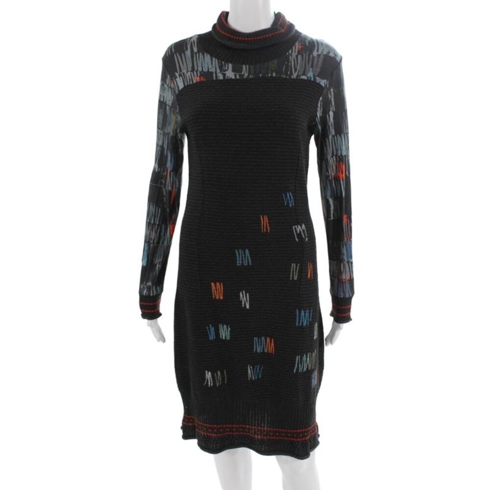 Aventures des Toiles Womens Sweater Dress Black Turtleneck Long Sleeve Size 40